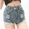 Shorts femininos mulheres verão rasgou buraco de jeans de jeans alta borla sexy botão de jeans slim calça femme pantalones mujer veno