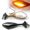 2 X motocicleta LED luces de giro espejos laterales para KAWASAKI NINJA ZX 14R 14 ZX-14R ZX14R 2012 2013 2014 2015 2016 2017 indicadores de señal de giro de carbono espejo retrovisor 6 colores