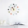 Horloges murales Q012 Décor Horloge Montre Calme Quartz Aiguille De Mode Boule En Bois Salon Et Chambre D'enfant1 Drop Delivery Maison Jardin Dherg