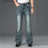 Herr jeans ah yuan 2023 stora blossade män boot cut byxor hög midja bekväm designer klassisk lös casual blå byxor storlek 28 - 40men's