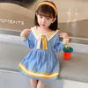 Девушка платья с длинным рукавом платье свитера девушки принцесса детская одежда сладкая вечеринка маленькая моряка