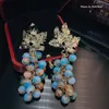 Dangle Earrings Rice Bead Hand Woven Fashion Grape Leaf Skewer Beading Simplicity Bohemia Alloy Ma'am Fringed