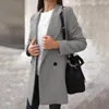 Dameswol Blends Elegante vrouwen Coat Solid Color Turn Down kraag lange mouw dikke herfst dame warm formeel jasje voor werk vrouwelijk uiterlijk