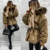 Women's Down Winter Faux Fur Hooded Women Coat Long Sleeve Zipper Solid Color Jacket Female Thick Warm Trend Parkas 2023