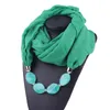 Scarves Solid Color Jewelry Statement Necklace Pendant Scarf Ladies Bohemia Neckerchief Foulard Femme Accessories Hijab Stores