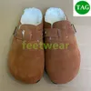 패션 독일 샌들 남성 여성 신발 보스턴 Shearling 스웨이드 나막신 소프트 Footbed 가죽 슬리퍼 로퍼 애리조나 견인 스트랩 샌들 핑크 블랙 밍크 여성 구두