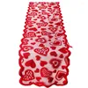 Nappe Love Runner Rouge Coeur Imprimer Décorations Dentelle Fête De Mariage Saint Valentin Cadeau Maison Mode