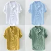 Casual shirts heren heren slanke fit t -shirt katoen T -shirt kort mouw tops Hawaii Holiday Beach Knopen Blouse