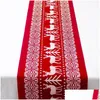 Table Runner 6Styles Kitchen Dining Livingroom Tableer Merry Christmas Xmas Tablecloth Flags Elk Printed Linen Party Decoration Drop Dhpey