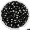 Acrylic Plastic Lucite 500Pcs/Lot Dia.7Mm Black White Spacer Charm Beads Acrylic Letter Bead Az Alphabet Fit For Diy Bracelet Neck Dhlg6