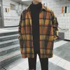 Męskie kurtki Modna Koszula Plaid Casual Loose Wełniana płaszcz z kurtką z długim rękawem S Odzież uliczna 230106