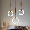 Pendant Lamps Postmodern Led Light Simple Restaurant Living Room Lamp Nordic Personality Round Bedroom Hang Lighting