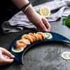 Plates Retro Japanese-style Creative Ceramic Moon Plate Special-shaped Personalized Sushi Dishes Set Serving Platter Dinner Gift