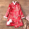 Ethnic Clothing Winter Year Embroidered Hair Long Sleeve Thicken Improved Cheongsam Small Jacket Windbreaker Tang Suit Cotton