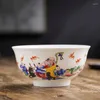 Bols 5 pouces chinois chinois chinois longévity pêche ramen bol jingdezhen céramique osse chinois riz en porcelaine ustensiles