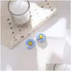 Clip-on vida sırtlar Küpe Japon taze küçük papatya klipsi kadınlık üzerine basit sevimli beyaz pembe çiçek delinmiş kulak jewe dhpsz