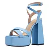 Sandals INS Brand Frasnable Designer for Women 2023 High -heeled Buckle Platfor