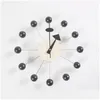 Horloges murales Q012 Décor Horloge Montre Calme Quartz Aiguille De Mode Boule En Bois Salon Et Chambre D'enfant1 Drop Delivery Maison Jardin Dherg