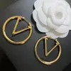 Luxury big gold hoop earrings for lady women 4cm orrous girls studs earrings set Designer Jewelry earring Valentine's Day Gift engagement for Bride