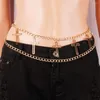 Belts Fashion Punk Tassel Multi-Layer Cross Metal U-shaped Body Chain Sexy Belt Female Waist Dress Ornament