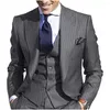 Costumes pour hommes Formel Pinstripe Hommes Costume Set Mariage Peaked Revers Stripe Veste Gilet Pantalon 3 Pièces Groom Wear Business Smoking Masculino