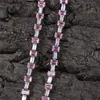 MEN Women Bling Chains 116/18/20 inch White Gold Ploat Bling Pink Clear CZ Tennis Chain Necklace Fashion Sieraden Leuk cadeau