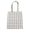 Shopping Bags Women Canvas Bag White Double Layer Cotton And Linen Large Capacity Eco Reusable Environmentally Plaid Shoulder