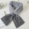 Scarves Solid Color Thicken Scarf Faux Fur Cross Fluffy Knitting Woolen Muffler Outdoor Neck Warm Neckerchief Handmade Soft