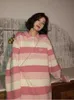 Kvinnor s t -shirt Deeptown Pink Striped Tshirt Harajuku Korean Fashion Oversize Long Sleeve T Shirts Kawaii Preppy Style Basic Tees 230106