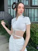 Women s Two Piece Pants Chinese Style Suit Sexy Dress Sets Summer Bandage Crop Top Ruched Drawstring Split Skirt High waisted Iam ty 230106