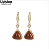 Dangle Earrings Uglyless Gold Agate Triangle For Women Geometric Simple Fashion Gemstones 925 Silver Zircons Crystals Brincos