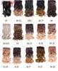 Lanzhi 22 pouces Clip de tête complète dans l'extension de cheveux longue vague de corps Natural Noir Brown 5 Clipcs Pièce de cheveux synthétique pour les femmes LZ104458971