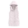 Women's Down Parkas IN Coat Women Womens Sleeveless Long Quilted Vest Hooded Button Puff Winter 230107