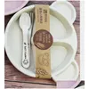 Tazze Piatti Utensili Cartoon Baby Set di stoviglie per bambini Wheat St Stoviglie Alimentazione Cibo Piatto Ciotola Con Cucchiaio Forchetta Ecofriendly 824 Dhelb