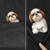 Women s T Shirt CLOOCL Black Cotton T shirts Fashion Brand Cute Shih Tzu Printed Pocket Tops Hip Hop Tees Summer Short Sleeve Woman Tshirts 230106