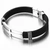 Pulseiras de link chegam a aço inoxidável cor de prata cruzada preto cadeia de silicone masculino pulseira de pulseira de pulseira jóias unissex de unissex