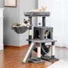 Кошачья мебель Скретч Многофункциональная башня с большим верхним окунем и мягкой кондо -подвесной ложкой гамак царапин BO 230106