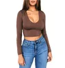 Jerseys Mulheres Mulheres De profundo V Croft Crop top