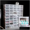 Boîtes De Rangement Bacs 1Pc Pliage Chaussure En Plastique Épaissie Antipoussière Chaussures Transparentes Boîte Organiser Combinaison Superposée Armoire Vtm T Dh1Mw