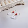 Dangle Earrings White Jade Red Agate Drop 14K Gold Filled Ear Hook Original Design Ladies Fine Jewelry Retro Temperament Luxury Gift