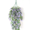 Decorative Flowers & Wreaths 2pcs Plastic Simulation Flower Wall Hanging Fake For Living Room Bunch Decoration Plant Basket Rattan Lavender