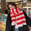 Scarves Women Knitted Scarf Korean Style Striped Neckerchief Winter Wool Neck Wrap Warm Foulard Thick Muffler Bandana 2023