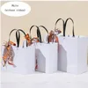 Kitchen Storage & Organization Kraft Paper Boxes Wedding Party Favor Merchandise Retail Sacks Black Paper Gift Bags with Handles Bulk