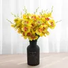 Dekoratif çiçekler 5 çatal ipek yapay orkide buket Noel dekorasyonu yıl için ev vazoları düğün bitkileri