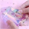 Geldbörse transparente Lasermünze Frauen Lady Mini Wallet Seil Kinder Key Card Tote Bags Quadratschnappknopf wasserdicht 2 4qh G2 Drop del Dhqgj