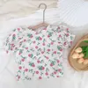 Girl's Dresses Sweet Girls Floral Dress 2-PCS Kids Puff Sleeve Floral Top Strap Dress Children Cute Dress Suit For 1-6 Years Old T230106