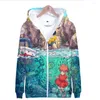 Herrtröjor så söt ponyo på klippan 3d blixtlås mode casual sweatshirt kawaii harajuku stil anime hoodie