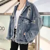 Men's Jackets Mens Ripped Denim Destroy Hole Streetwear Hip Hop Blue Jeans Coats Oversized Hipster Casual Outwear MaleMen's