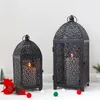 Portacandele 2 pezzi portacandele in metallo lanterna vintage nera decorativa da appendere con motivo cavo per decorazioni per la casa in giardino per feste