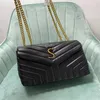 Luxury handbag Shoulder bag brand LOULOU Y-shaped designer seam leather ladies metal Chain quality clamshell messenger gift box wholesale tignanello purse 25/17/9cm